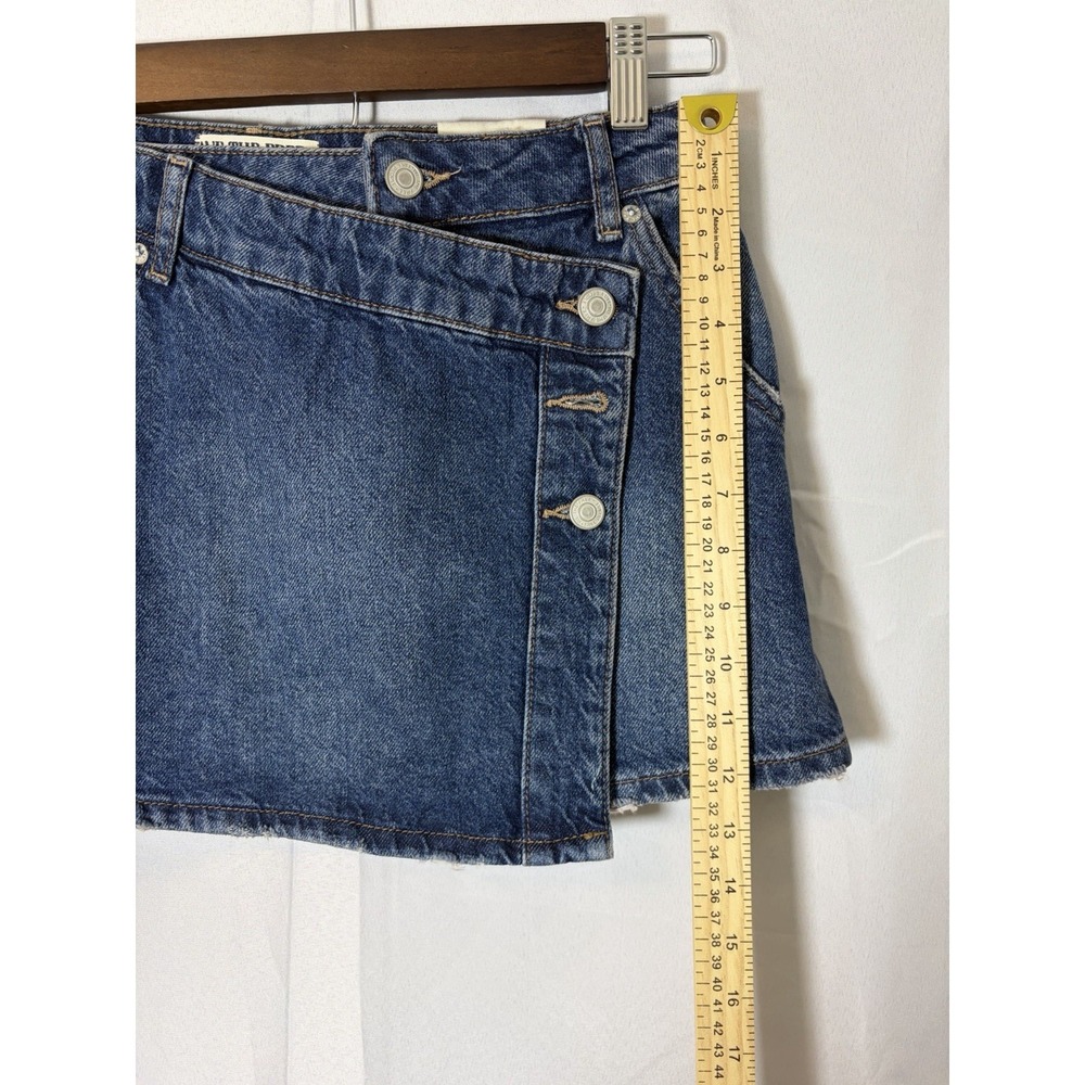 Free People Wynne Denim Skirt Size 25 Blue Casual Button Up Wrap Preppy Y2K - Picture 9 of 12